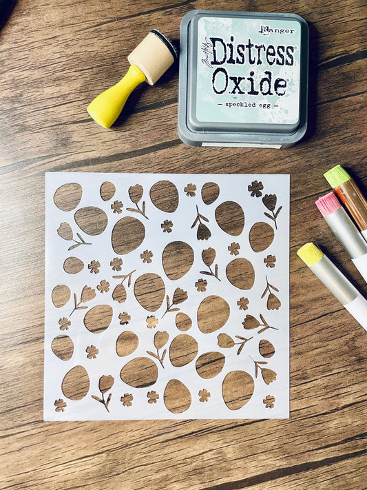 Easter Eggs and Flowers Pattern Stencil