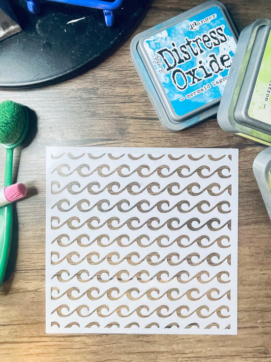 Ocean Waves Pattern Stencil