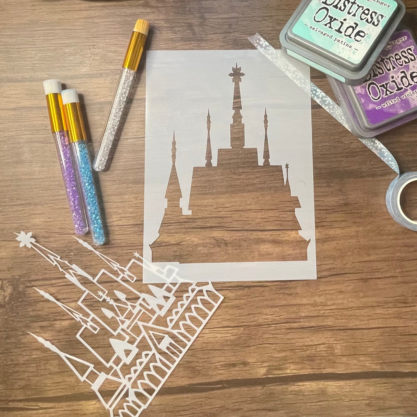 Ice Princess Line Castle Stencil (2 Pieces)