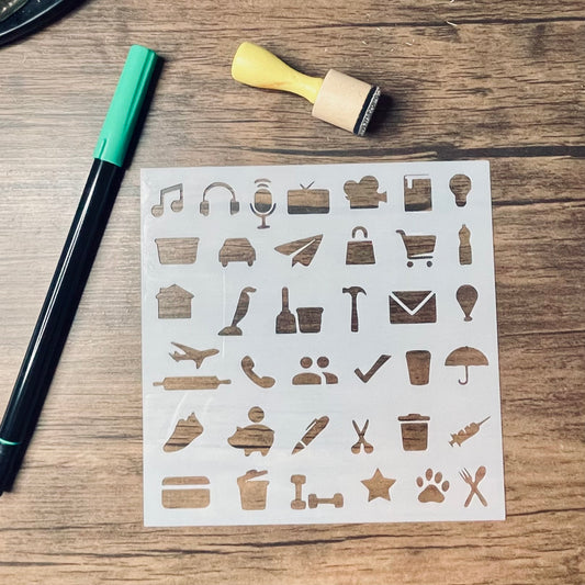 Journaling Basics-Productivity Icons Stencil