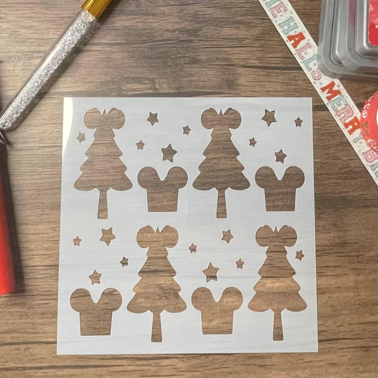 Mouse Trees and Gifts Pattern Stencil