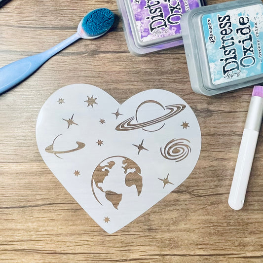 Outer Space Heart Stencil