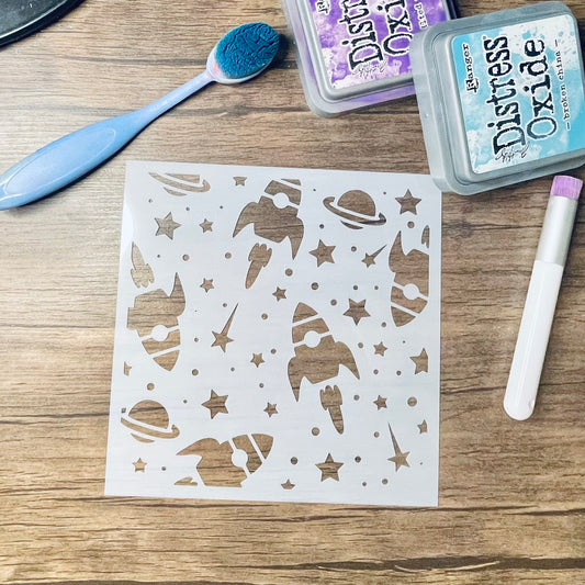 Space Rockets Pattern Stencil