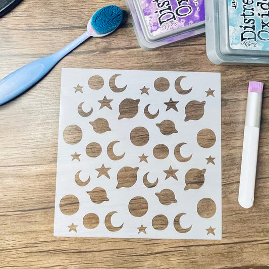 Moon and Planets Pattern Stencil