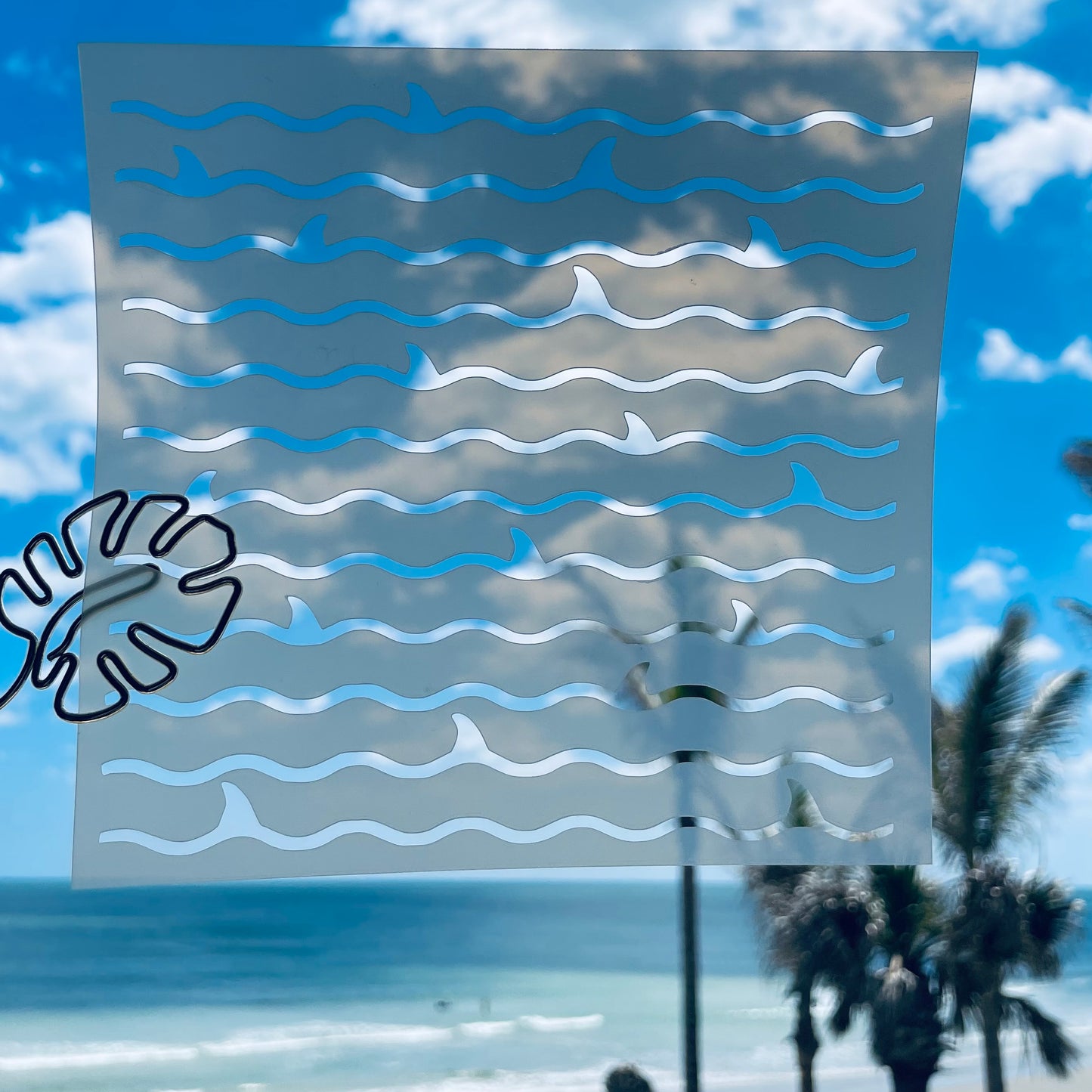 Shark Fins in the Water Pattern Stencil