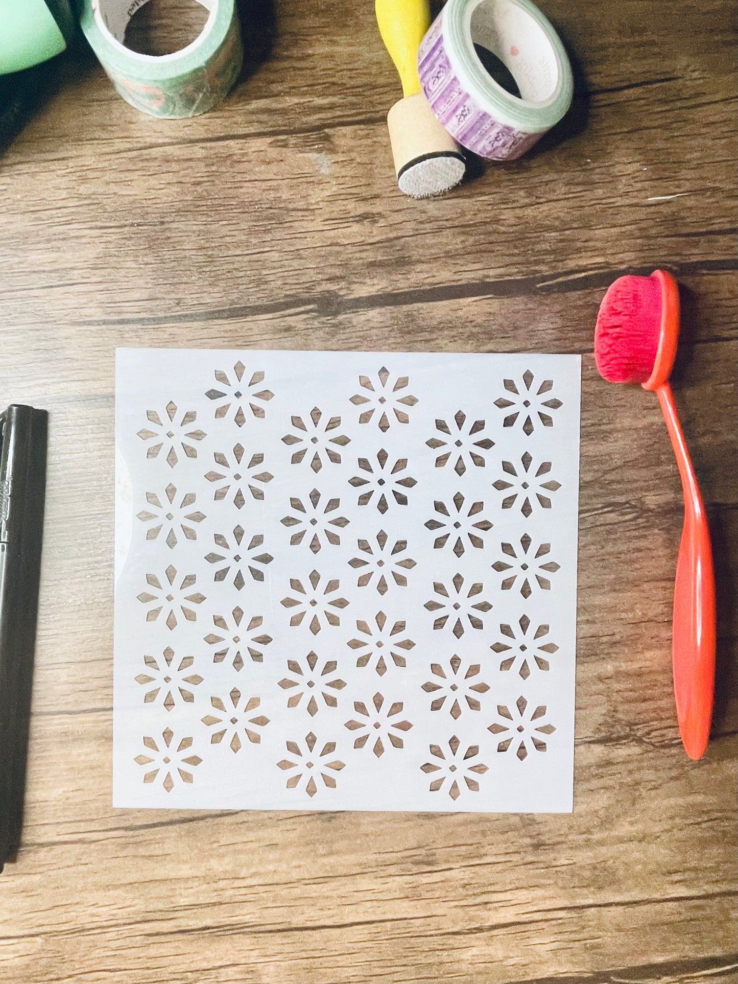 Abstract Poinsettia Pattern Stencil