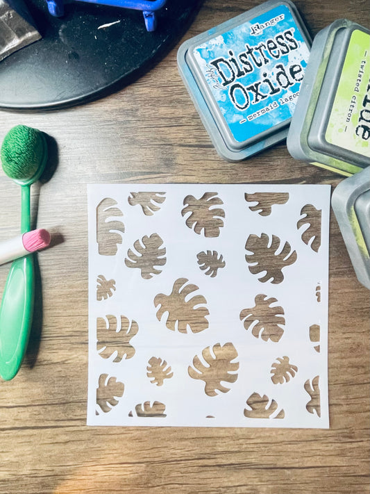 Monstera Leafs Falling Stencil
