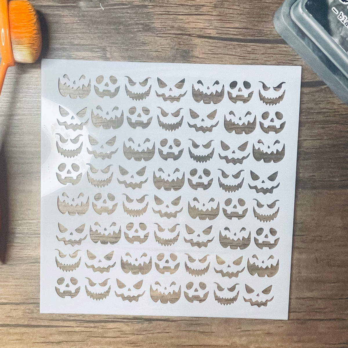 Pumpkin Face Variety Pattern Stencil