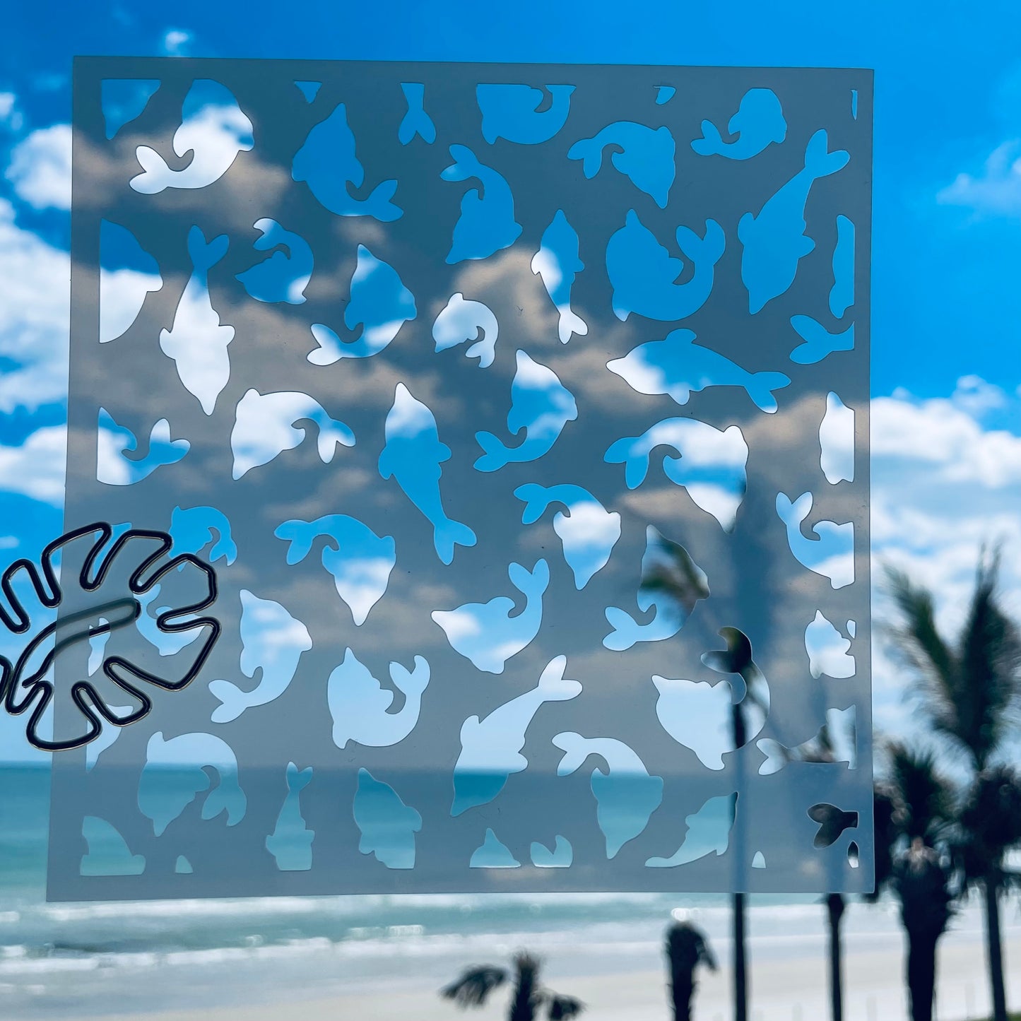 Dolphins Playing Pattern Stencil