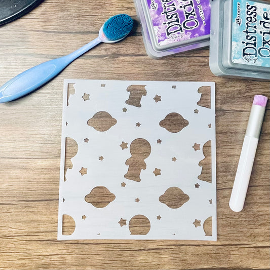 Astronaut in Space Pattern Stencil