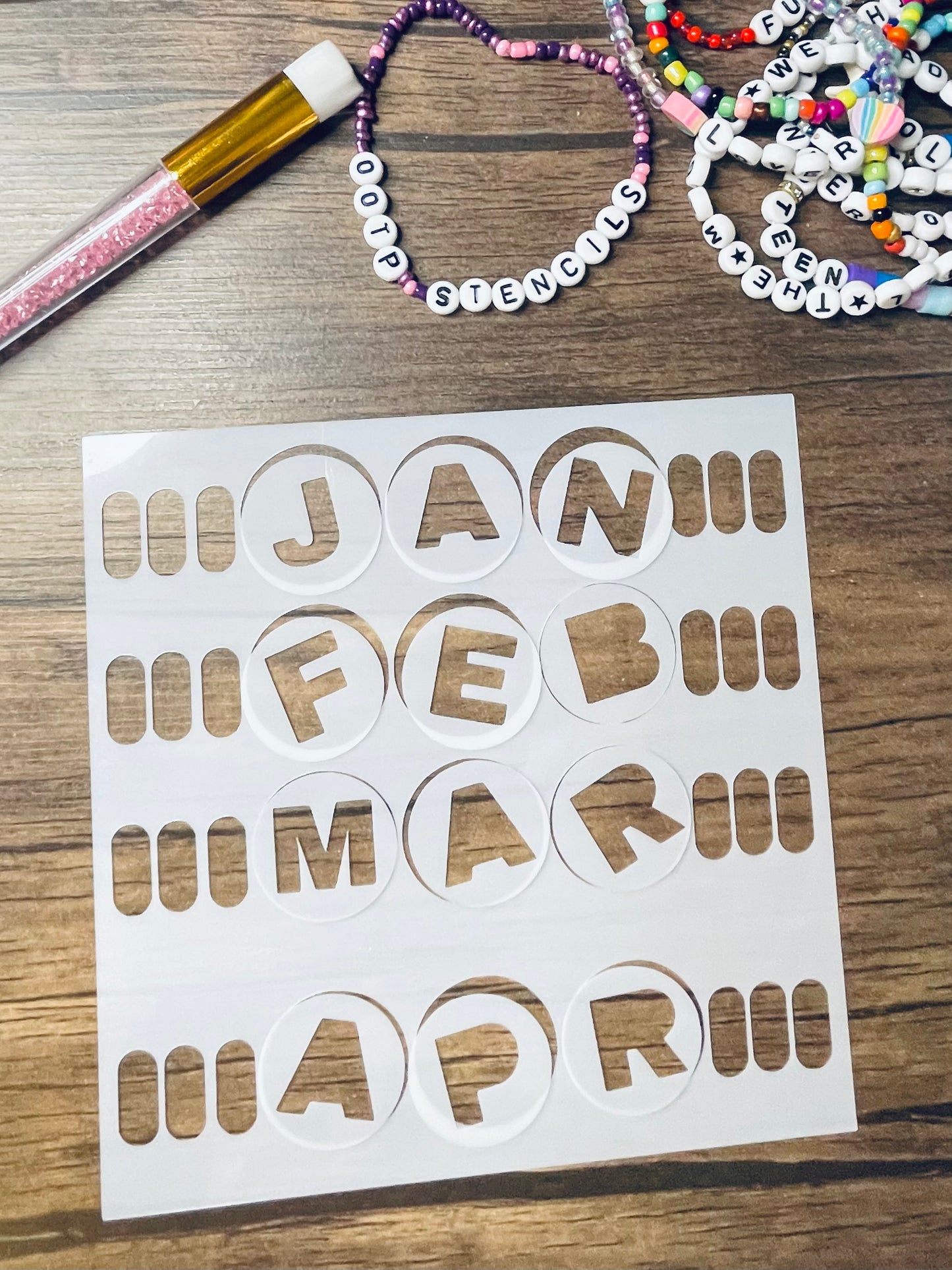 Friendship Bracelets Monthly Header Stencil Jan-Apr