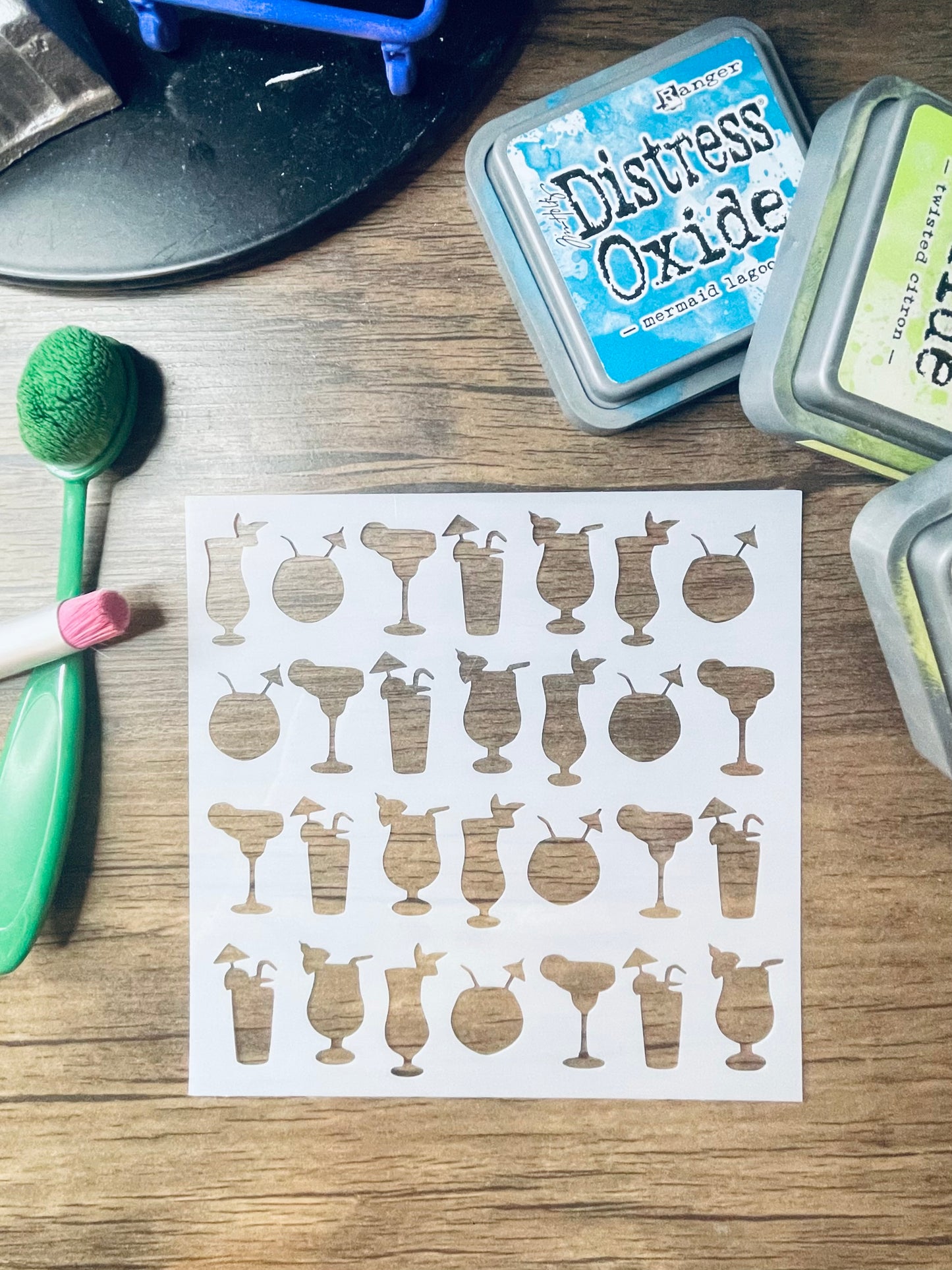 Tropical Drinks Pattern Stencil