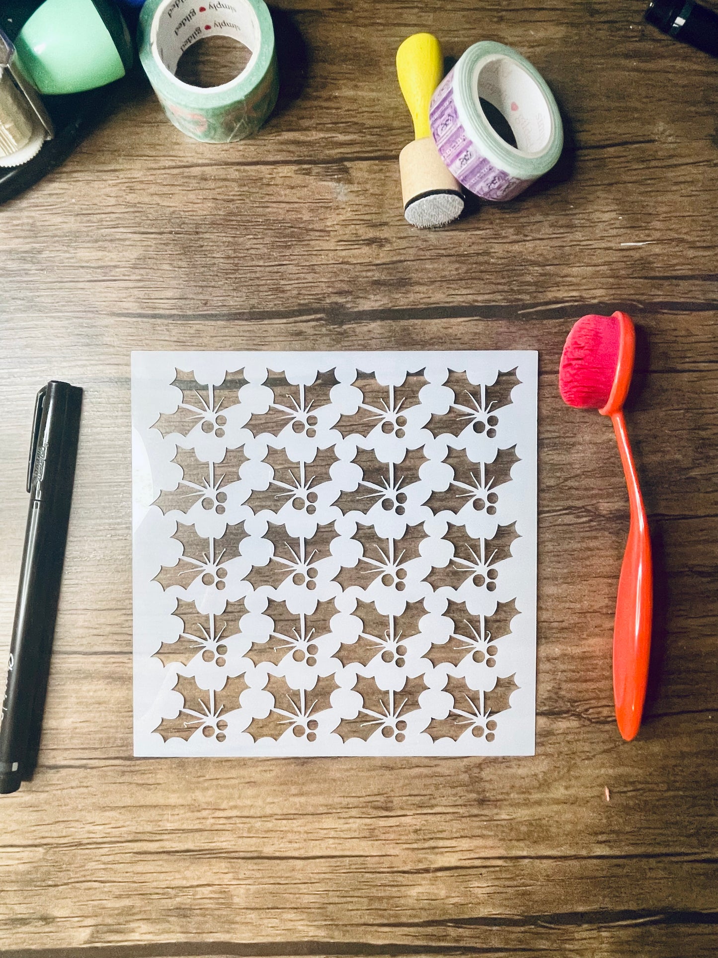 Holly and Berries Pattern Stencil