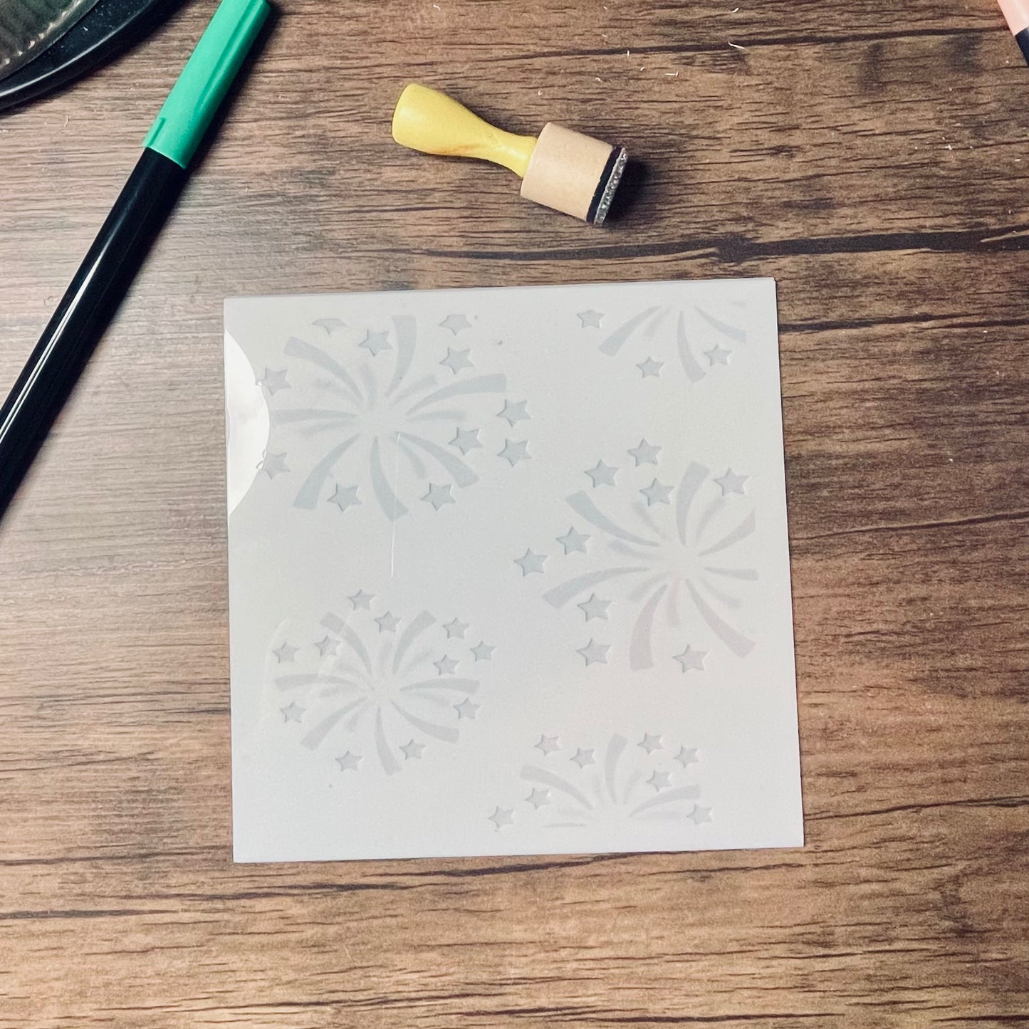 Fireworks Scene Layered Stencil