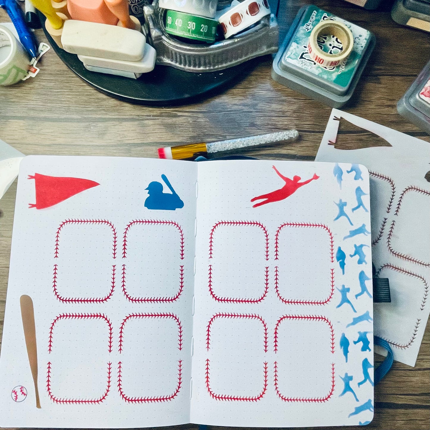 Baseball Player Pattern Stencil