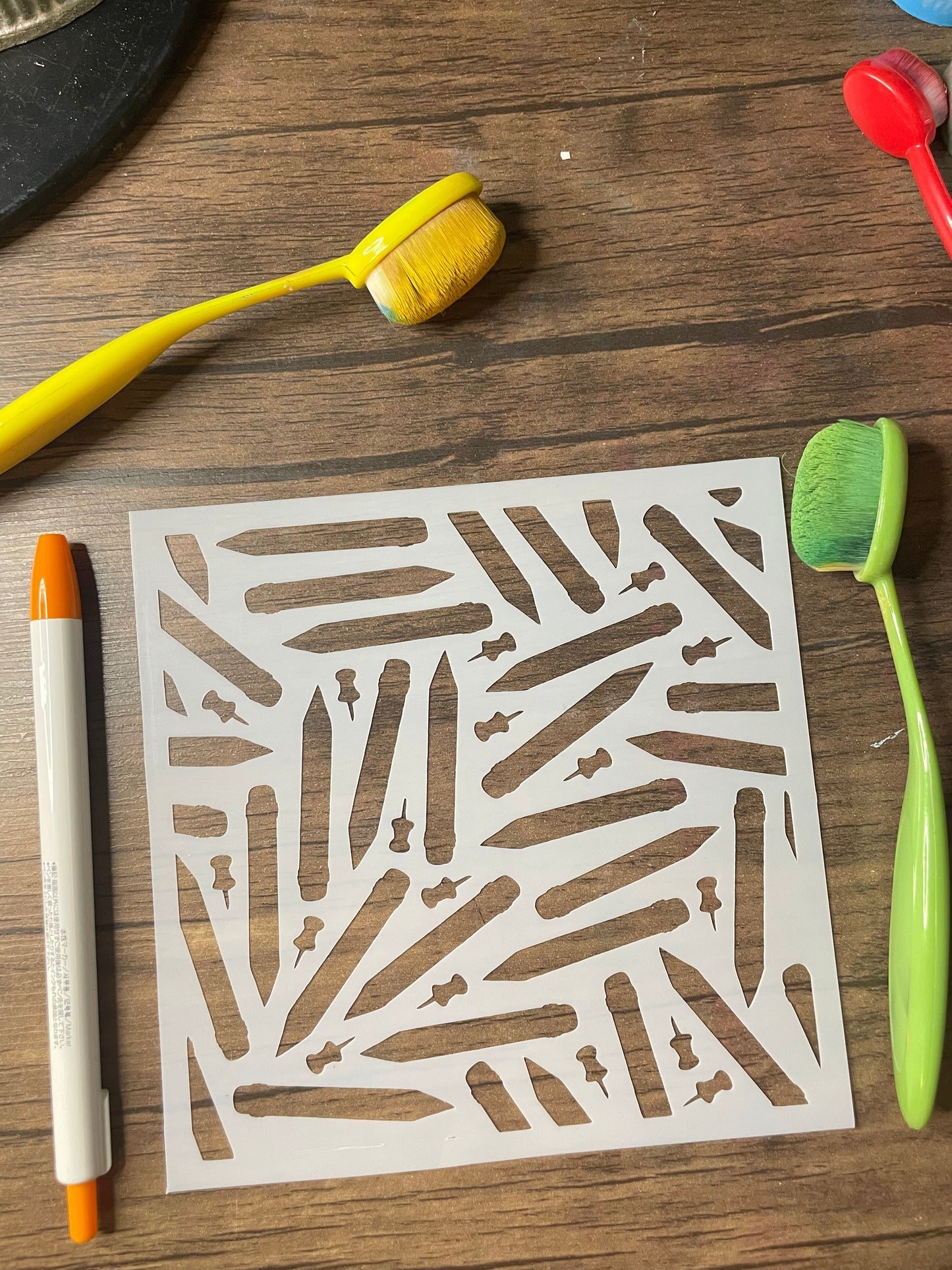 Pencils and Push Pins Pattern Stencil
