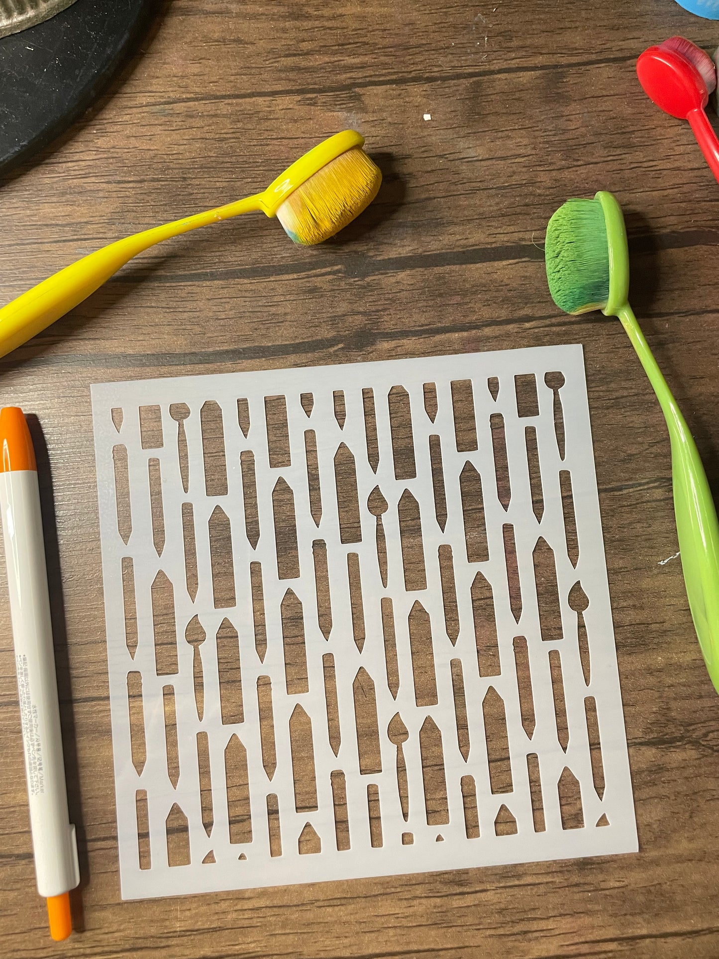 Pencils and Paint Brushes Stencil