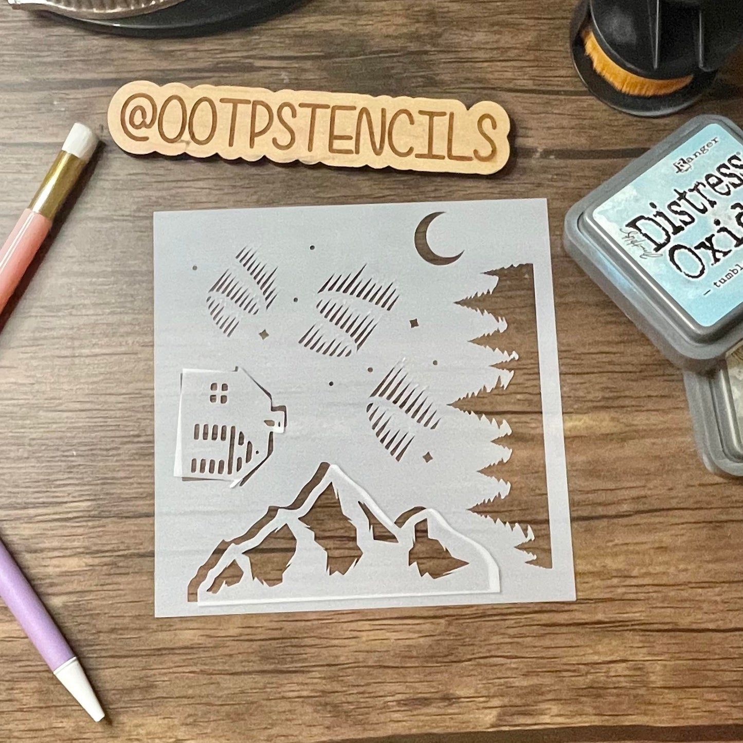 Northern Lights Scene Builder 2 Piece Stencil /Inking cover  Planner/Bullet Journal/Art Journal/Inking Stencil