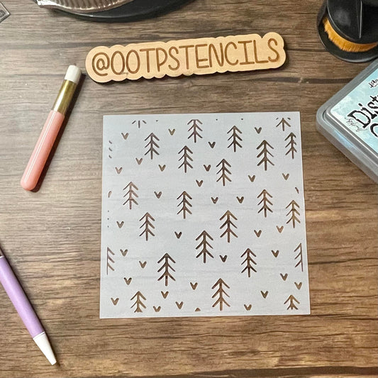 Pine Hearts Background Pattern Stencil /Inking cover  Planner/Bullet Journal/Art Journal/Inking Stencil