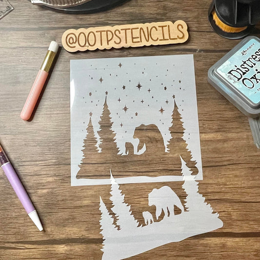 Polar Nights 2 Piece Stencil /Inking cover  Planner/Bullet Journal/Art Journal/Inking Stencil