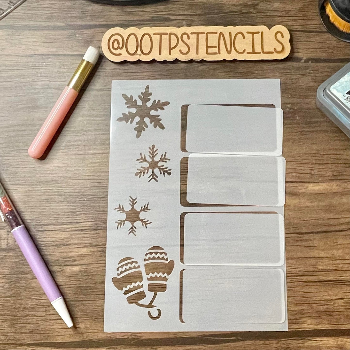 Winter Mittens Layout A5 Stencil /Inking cover  Planner/Bullet Journal/Art Journal/Inking Stencil