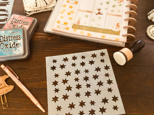 Large book Stars Cover Stencil-art journal stencil, cookie stencil, journal stencil, ink stencil