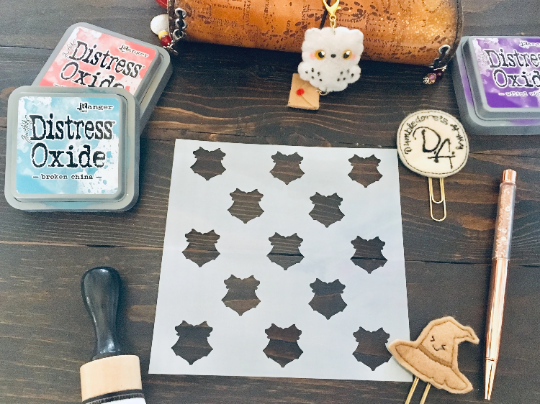 Crest Cover Stencil-art journal stencil, cookie stencil, journal stencil, ink stencil