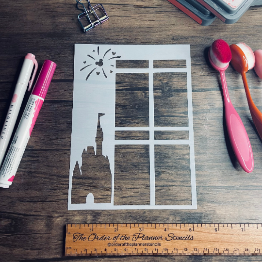Castle Firework Layout stencil Planner/Bullet Journal/Art Journal/Inking Stencil