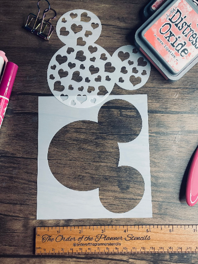 Heart Filled Mouse Stencil Planner/Bullet Journal/Art Journal/Inking Stencil/ bujo planner craft stencil inking card making