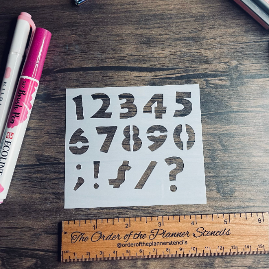 Mouse Font Numbers Stencil Planner/Bullet Journal/Art Journal/Inking Stencil/ bujo planner craft stencil inking card making