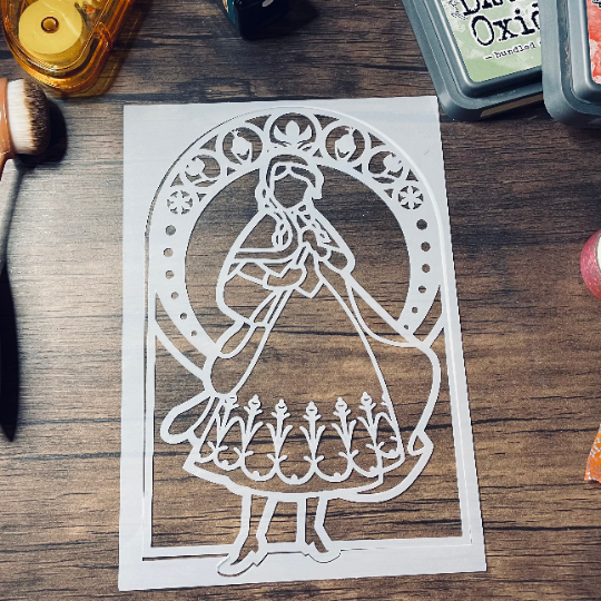 Snowman Princess Stained Glass 2pc Stencil Planner/Bullet Journal/Art Journal/Inking Stencil/ bujo planner craft stencil inking card making