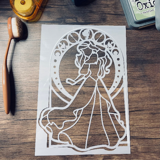Mermaid Princess Stained Glass 2pc Stencil Planner/Bullet Journal/Art Journal/Inking Stencil/ bujo planner craft stencil inking card making