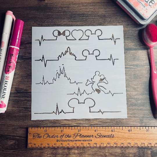 Magical Heartbeat Stencil Planner/Bullet Journal/Art Journal/Inking Stencil/ bujo planner craft stencil inking card making