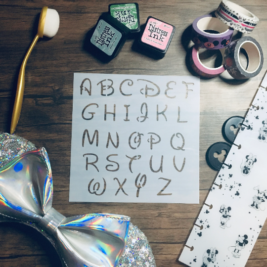 D Magic Font Upper Case Stencil /Inking cover Planner/Bullet Journal/Art Journal/Inking Stencil