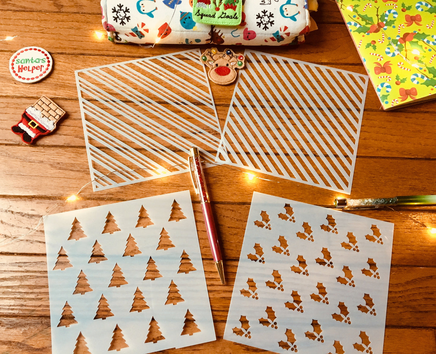 Holly Cover Stencil-Planner Stencil, Art Journal Stencil, Cookie Stencil