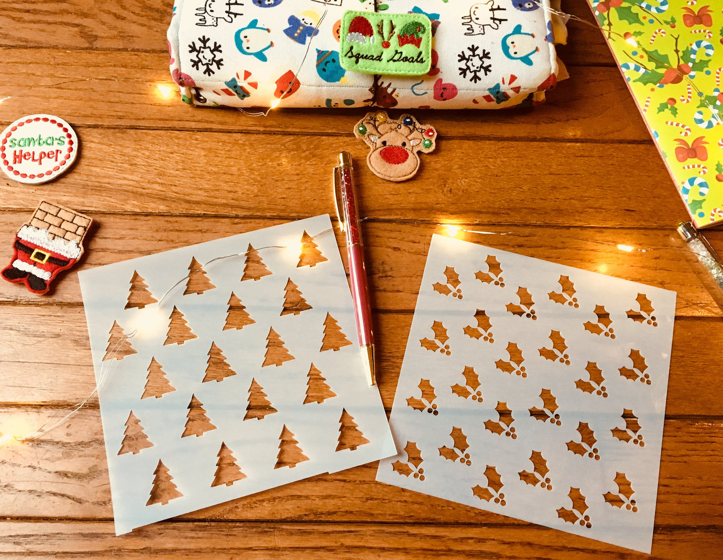 Holly Cover Stencil-Planner Stencil, Art Journal Stencil, Cookie Stencil