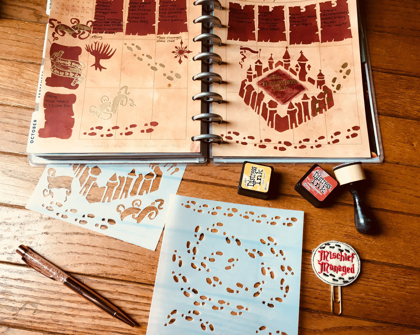 Footprints Cover Stencil-Wizard Map Addition. Planner Stencil, Bujo Stencil, Art Journal Stencil, Cookie Stencil.