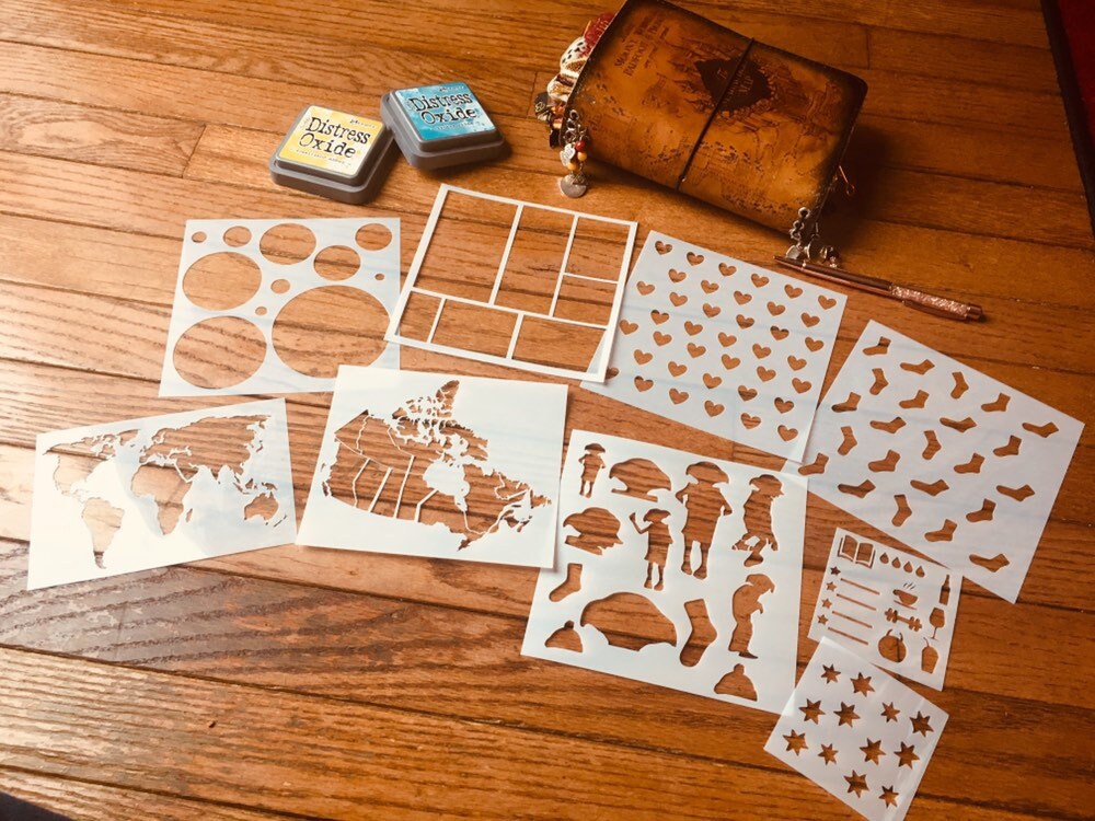 Hearts Cover Stencil-Planner Stencil, Art Journal Stencil, Bullet Journal Stencil, Cookie Stencil