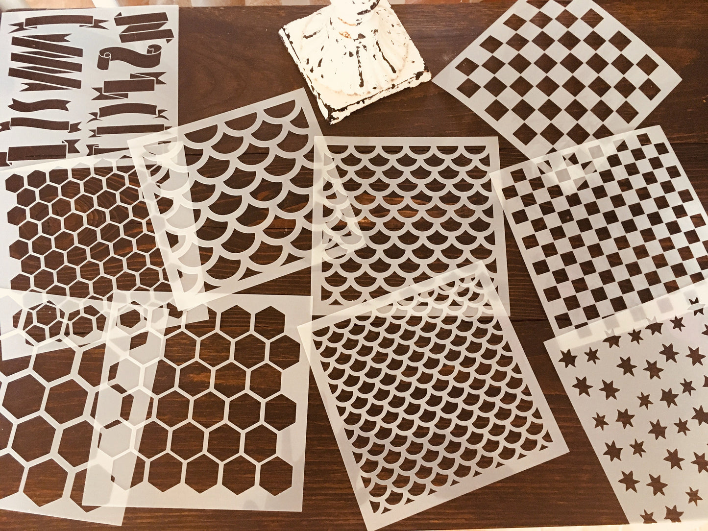 Hexagon Stencil-Journaling Basics-planner stencil, cookie Stencil (available in 3 sizes!) Distress Inking pattern