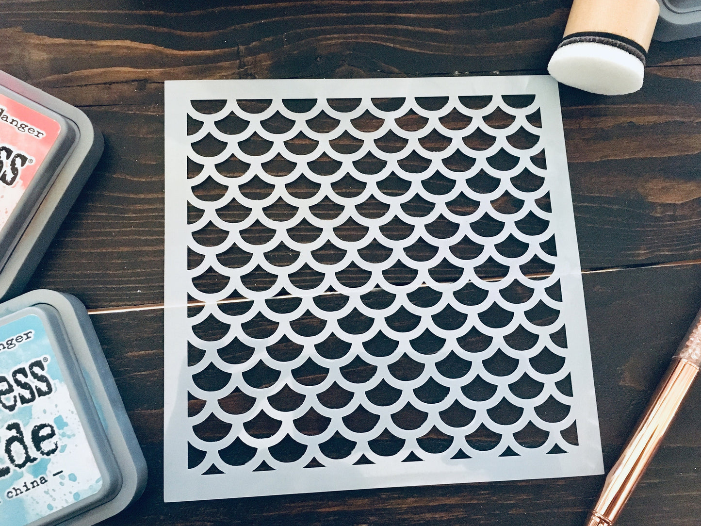 Mermaid Scale Stencil-Journaling Basics-planner stencil, cookie Stencil  (in 3 sizes!) Distress Inking pattern, Dragon Scales, Dragon egg