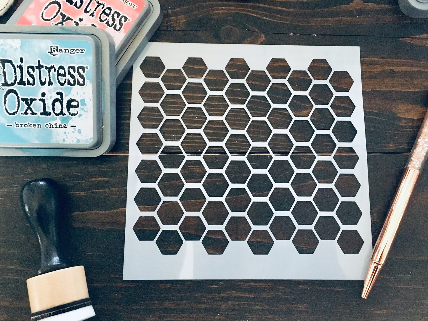 Hexagon Stencil-Journaling Basics-planner stencil, cookie Stencil (available in 3 sizes!) Distress Inking pattern