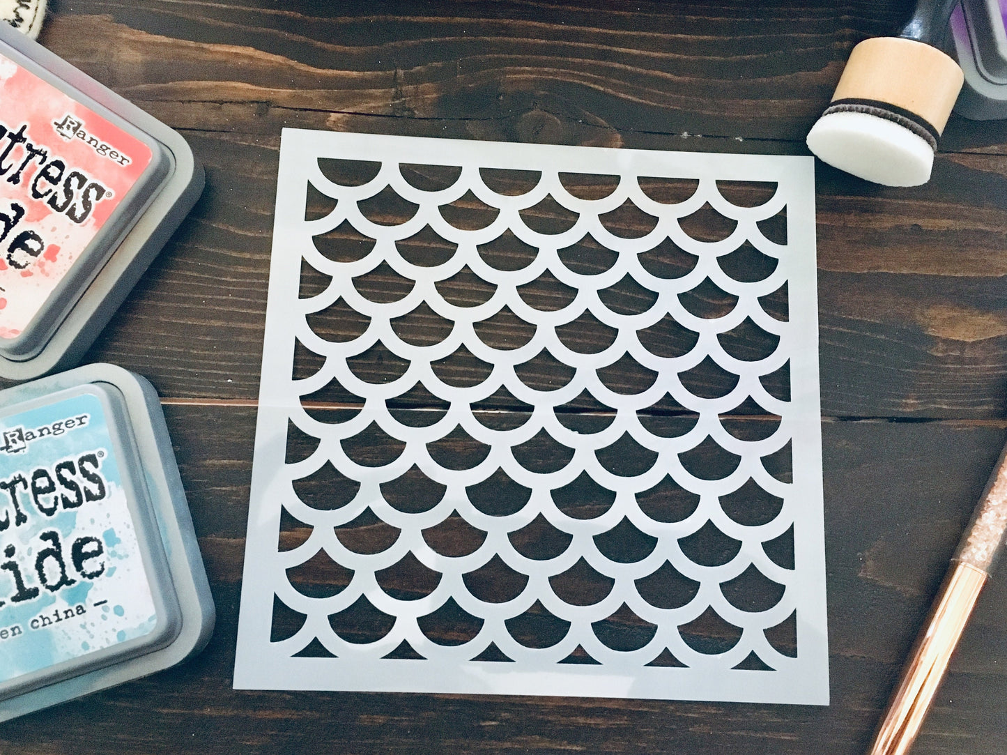 Mermaid Scale Stencil-Journaling Basics-planner stencil, cookie Stencil  (in 3 sizes!) Distress Inking pattern, Dragon Scales, Dragon egg