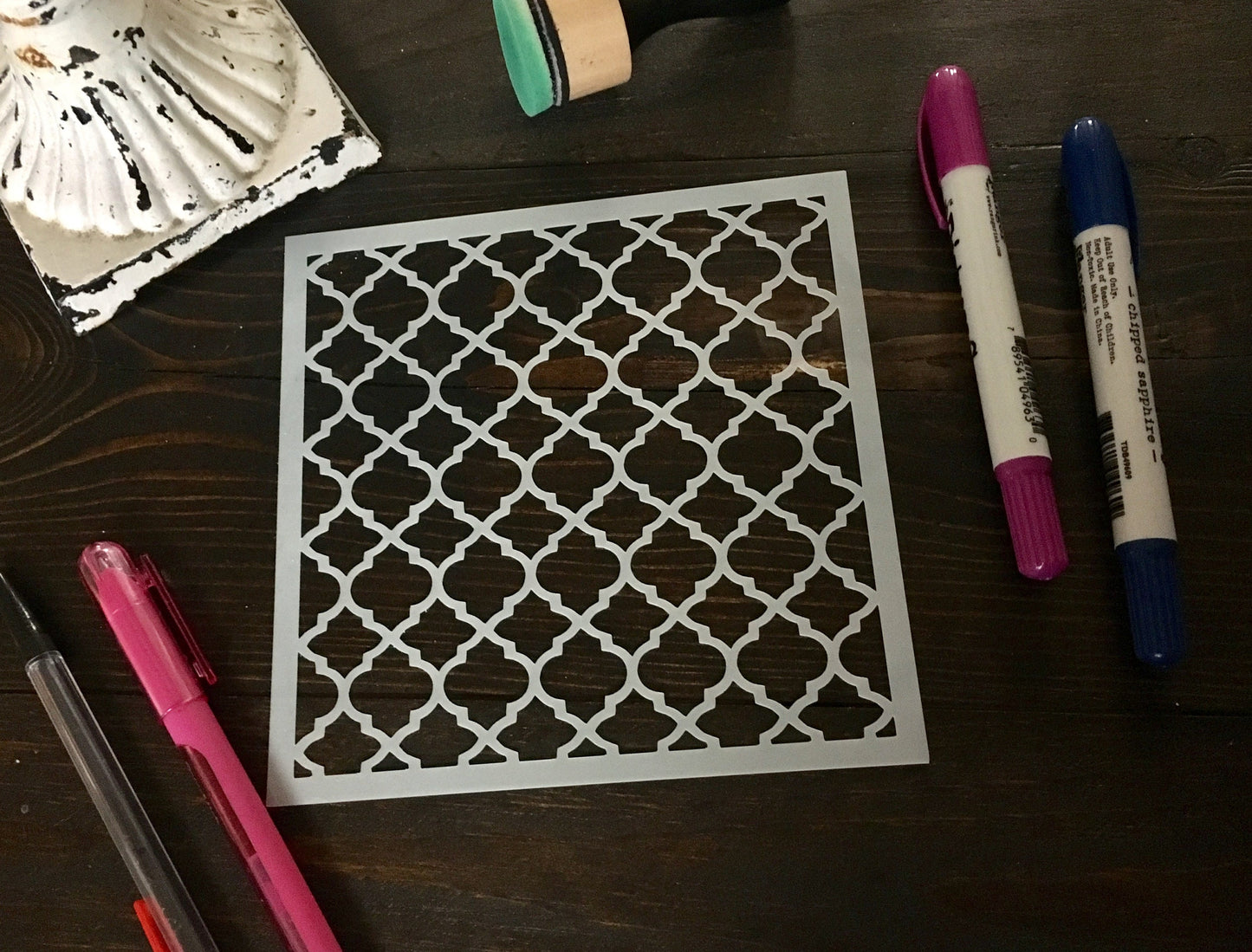 Tile Stencil-Choose one of four patterns!-Journaling Basics-planner stencil, cookie Stencil Distress Inking pattern