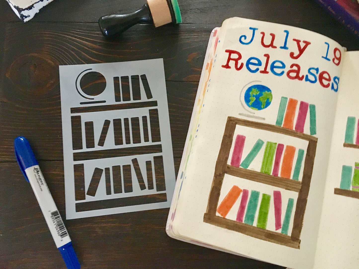 Bookcase Stencil-Art Journal, Planner Stencil