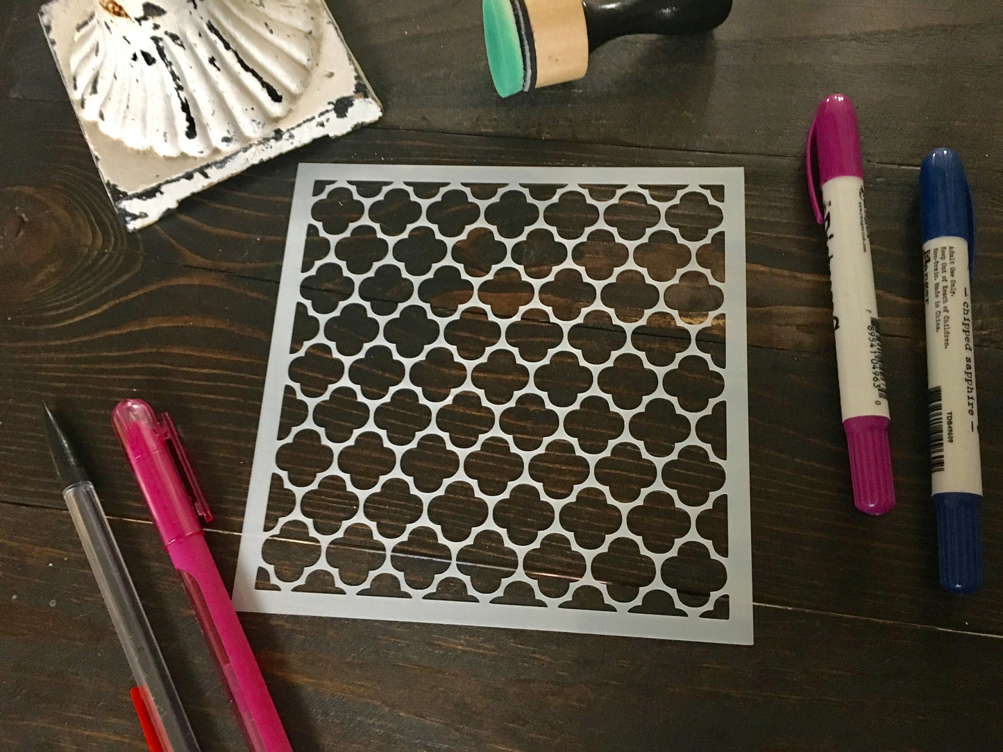 Tile Stencil-Choose one of four patterns!-Journaling Basics-planner stencil, cookie Stencil Distress Inking pattern