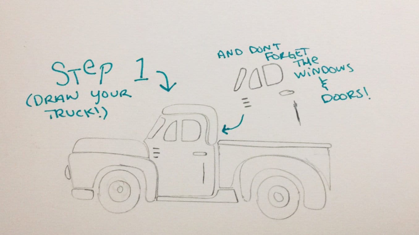 Build a Vintage Christmas Truck Stencil Planner/Bullet Journal/Art Journal/Inking Stencil/holiday DIY Christmas Cards Christams Tags
