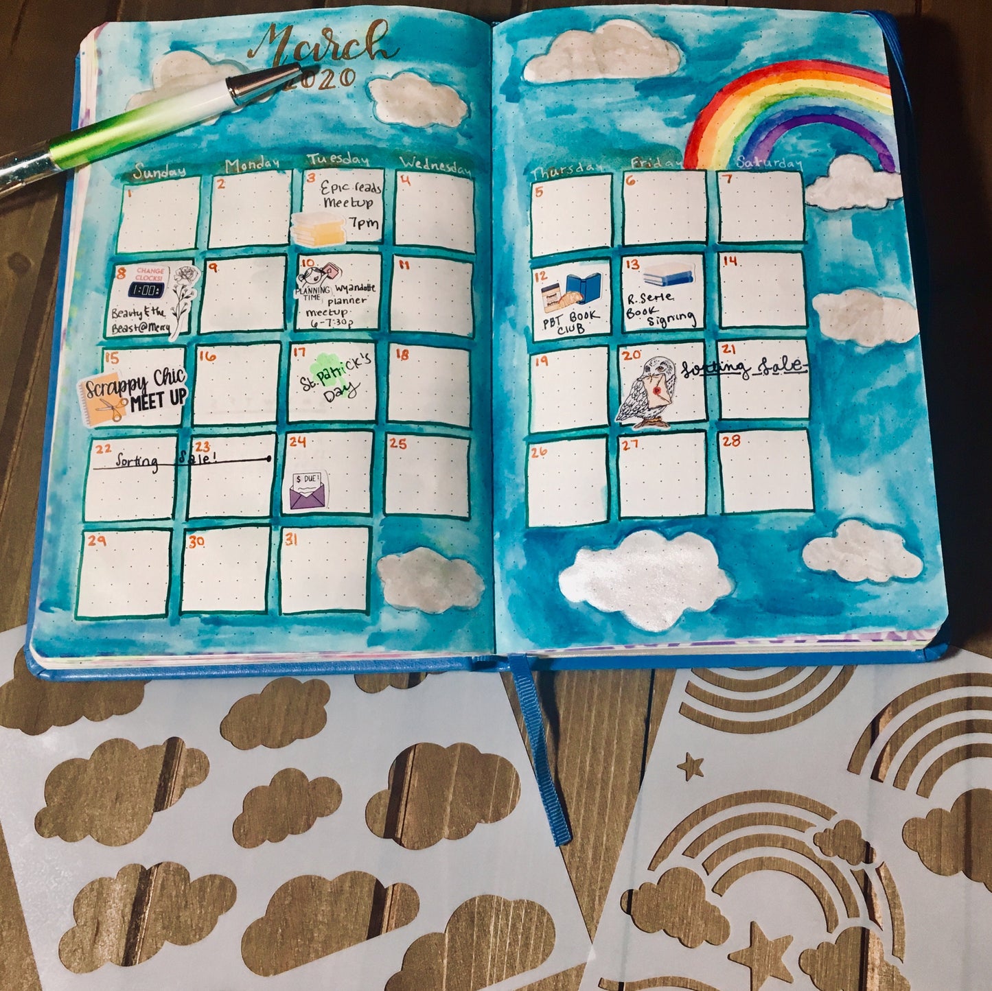 Clouds stencil /Inking cover Planner/Bullet Journal/Art Journal/Inking Stencil