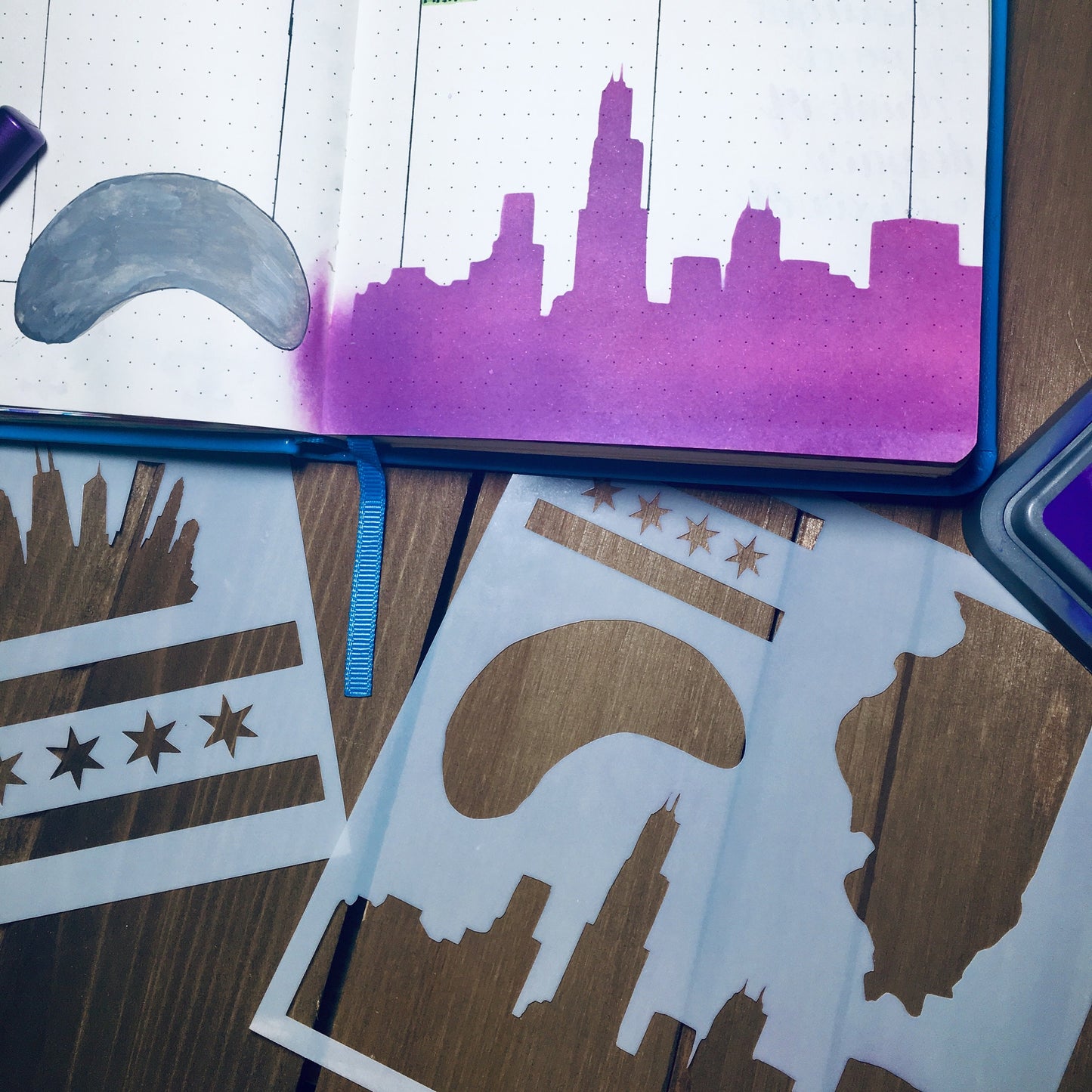 Chicago 1 stencil /Inking cover Planner/Bullet Journal/Art Journal/Inking Stencil