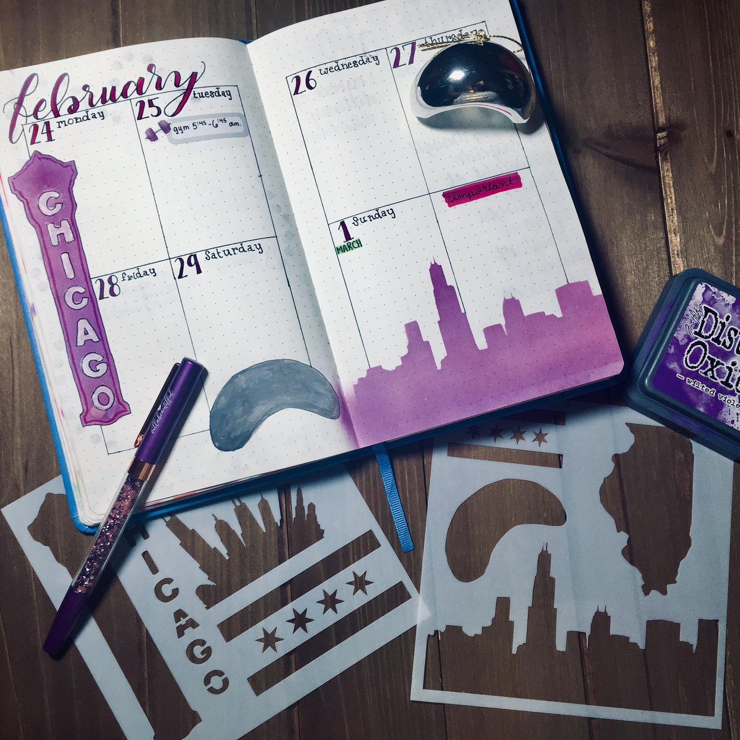 Chicago 1 stencil /Inking cover Planner/Bullet Journal/Art Journal/Inking Stencil