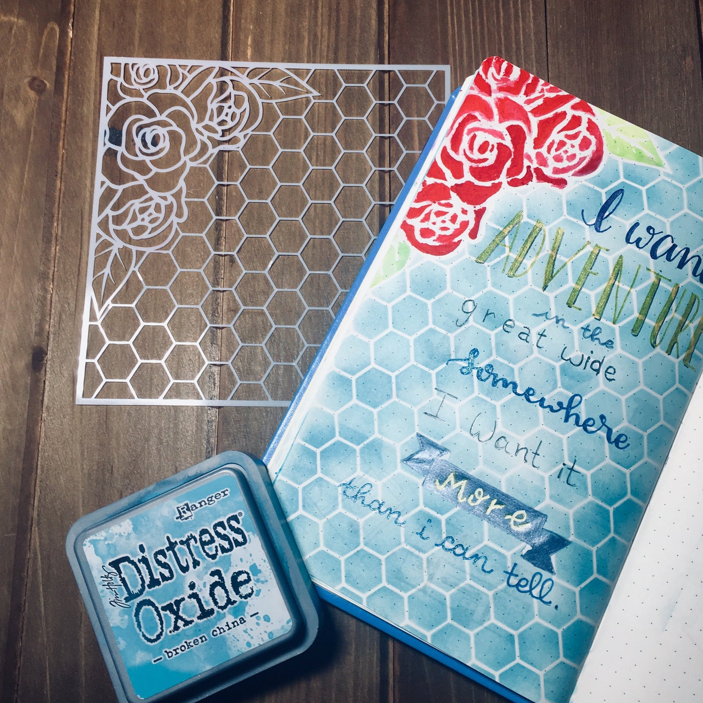 Rose & hexagon stencil /Inking cover  Planner/Bullet Journal/Art Journal/Inking Stencil